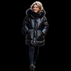 Womens chevron quilted black puffer jacket