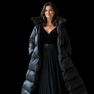 Premium long black puffer coat