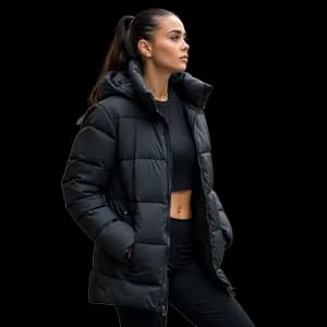 Athleisure outfit with black puffer jacket