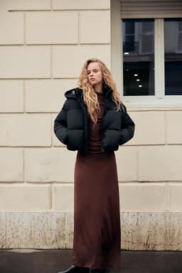 ZARA Black cropped puffer jacket
