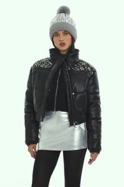 Forever 21 Faux Gem Cropped Puffer Jacket