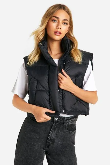 Boohoo Cropped Padded Gilet