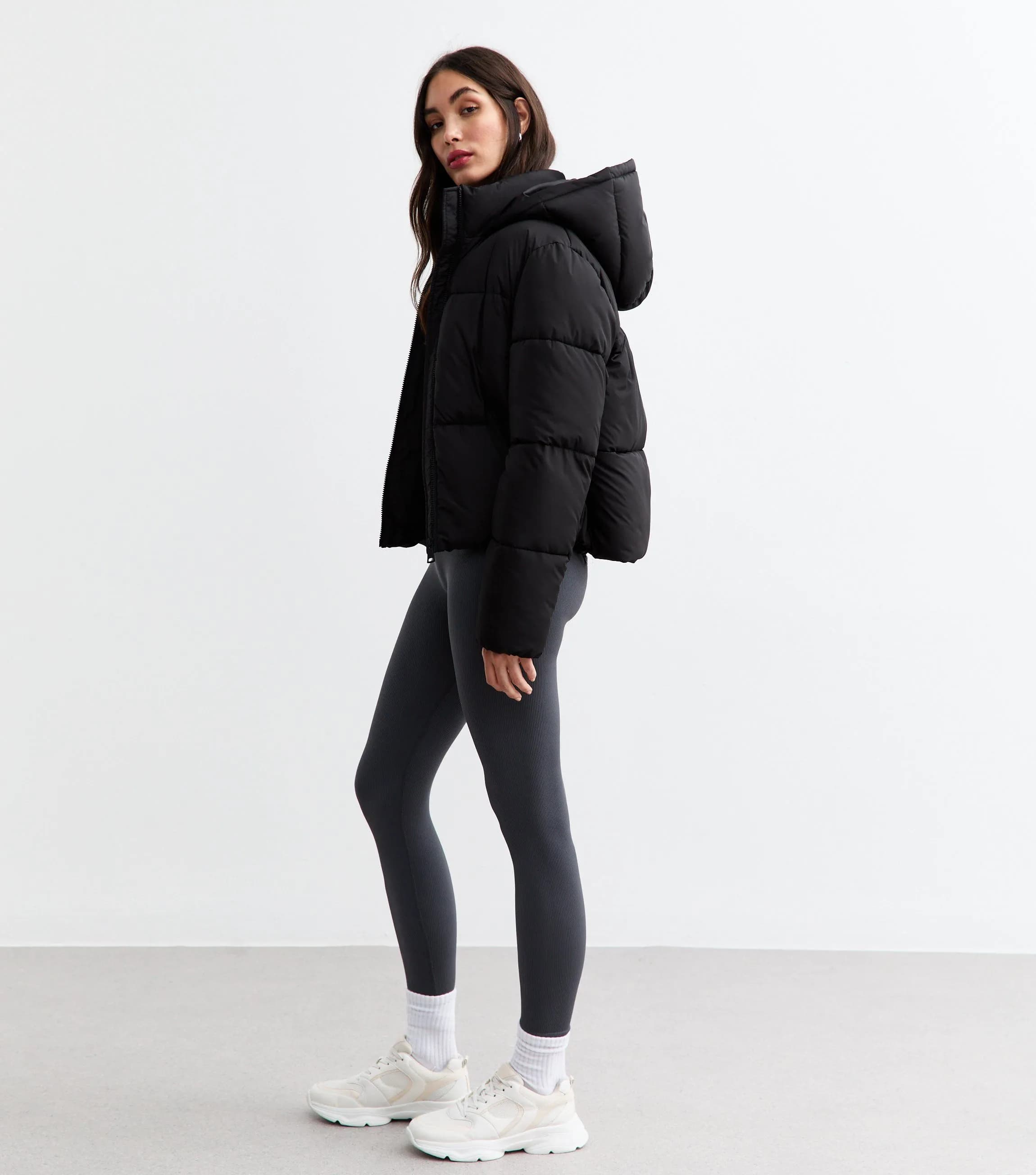 New Look Black Cropped Puffer Coat