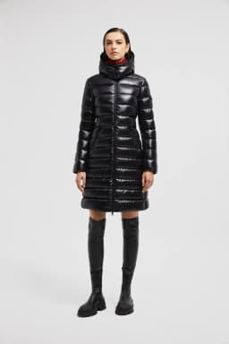 Moncler Moka Shiny Down Puffer Coat Black