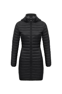 H&O Direct Mid-Length Lightweight Padded Coat with Detachable Hood