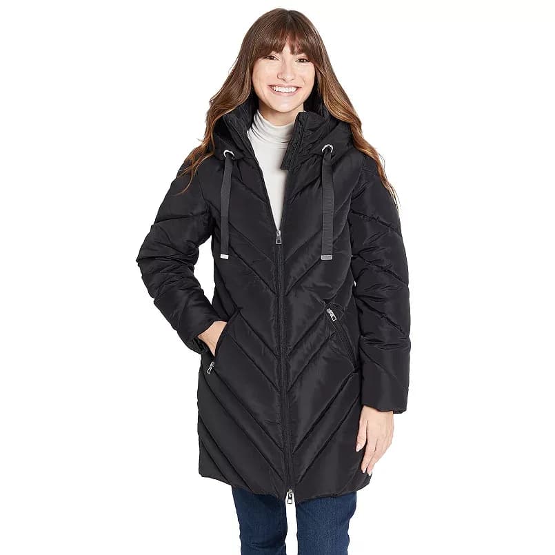 Nine West Women's Chevron Quilted Puffer Jacket