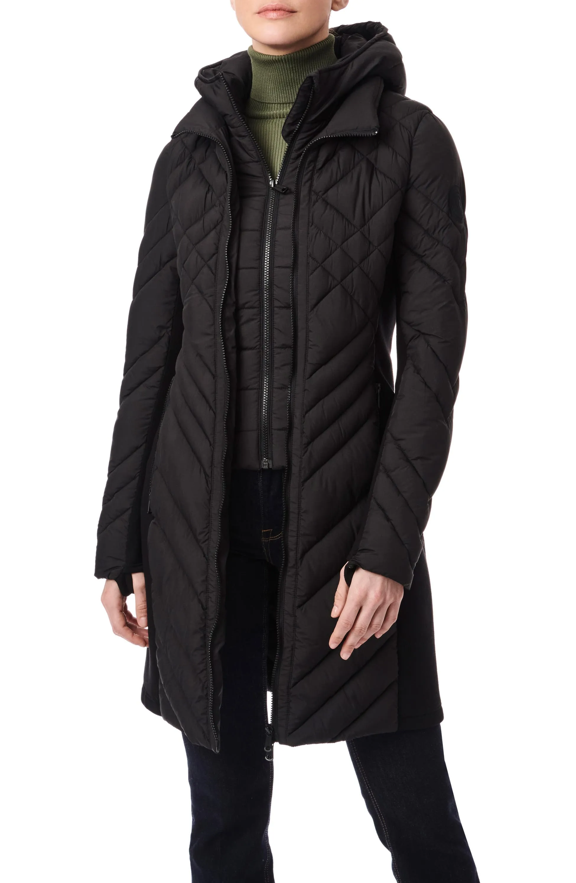 Bernardo Hooded Puffer Jacket With Bib