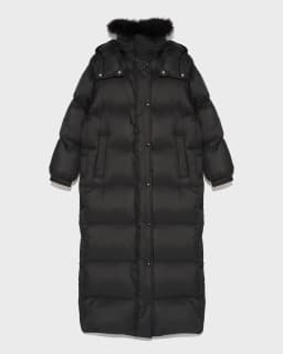 Extra Long Salomon Down Jacket With Fur Trim Hood