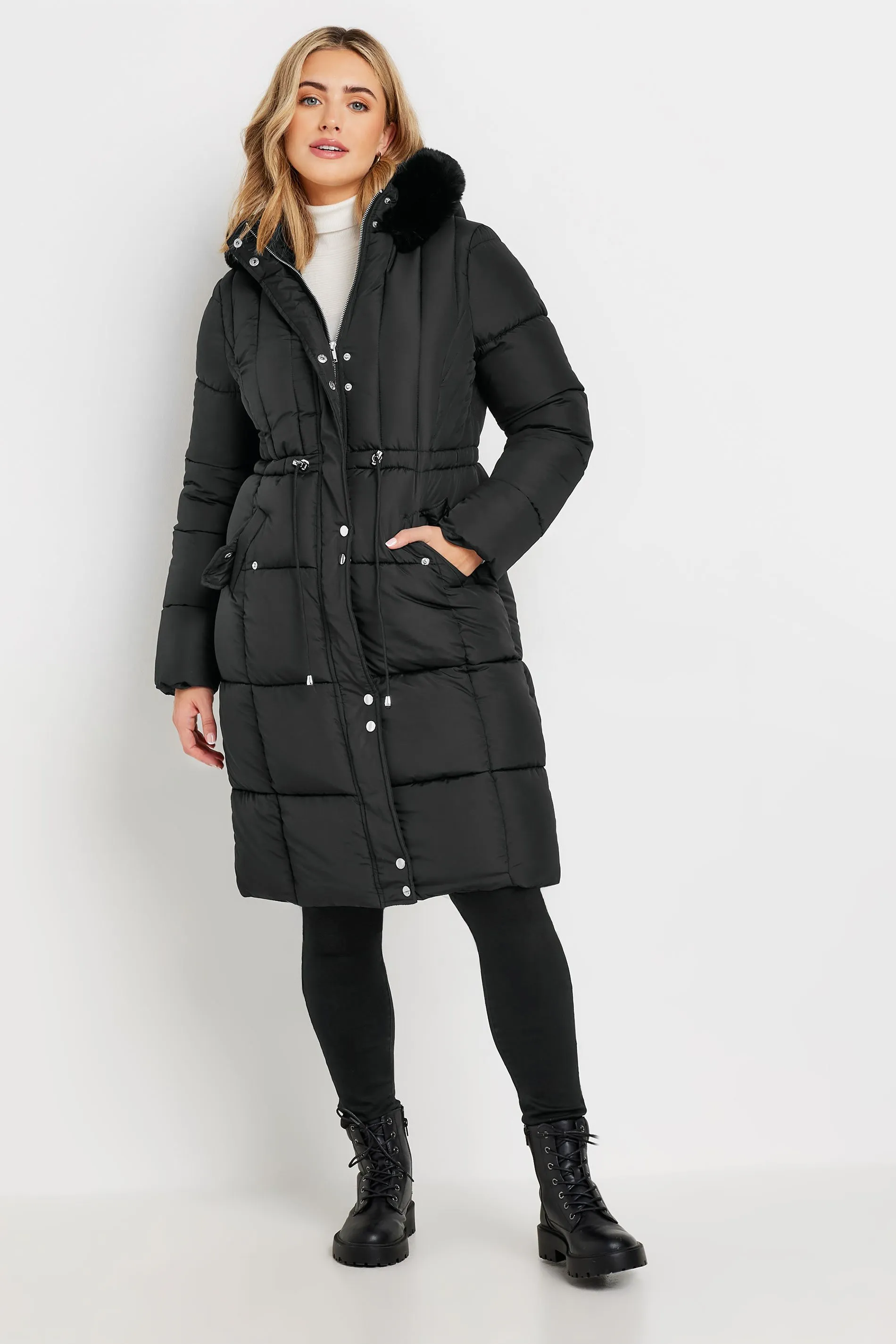 M&Co Black Quilted Longline Padded Puffer Coat