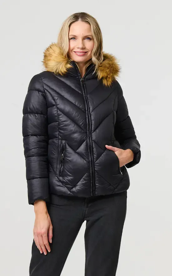 SilkFred Shine Puffer Jacket In Black